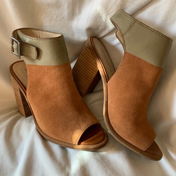 Kelsi Dagger 'Milton' suede leather open toe booties with stacked heels - Picture 7 of 11